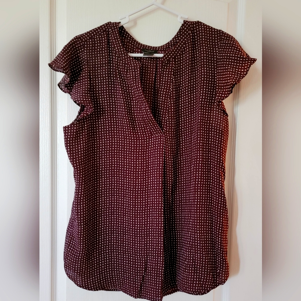 Burgundy polka dot blouse